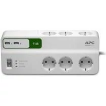 PM6U-GR elosztó 6 aljzat, USB töltõ